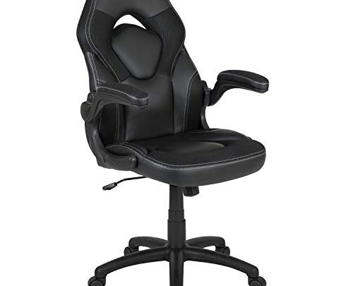Flash Furniture X10 Gaming Chair Racing Office Ergonomic Computer PC Adjustable Swivel Chair with Flip-up Arms, Black LeatherSoft