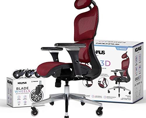 NOUHAUS Ergo3D Ergonomic Office Chair – Rolling Desk Chair with 4D Adjustable Armrest, 3D Lumbar Support and Extra Blade Wheels,
