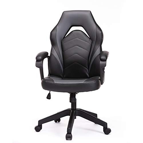 Racing Gaming Chair, Bonded Leather Home Office Chair Computer Desk Ergonomic Swivel Chair Height Adjustable Padding Armrests