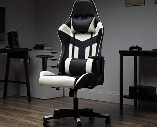 OFM ESS Collection High Back PU Leather Gaming Chair, White