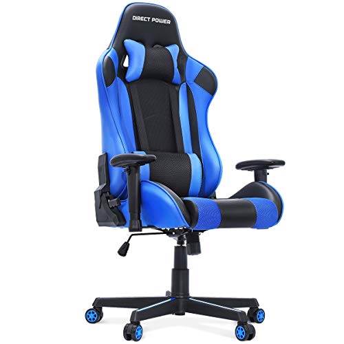 HEAO Gaming Chair 400 lbs Big and Tall Wide Office Chairs, Computer Game Chair PU Leather Ergonomic Racing Style Executive E-Sports Chair with Headrest and Lumbar Support Blue