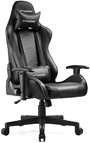 Gtracing Gaming Chair Racing Office Computer Ergonomic Video Game Chair Backrest and Seat Height Adjustable Swivel Recliner with Headrest and Lumbar Pillow Esports Chair,Black