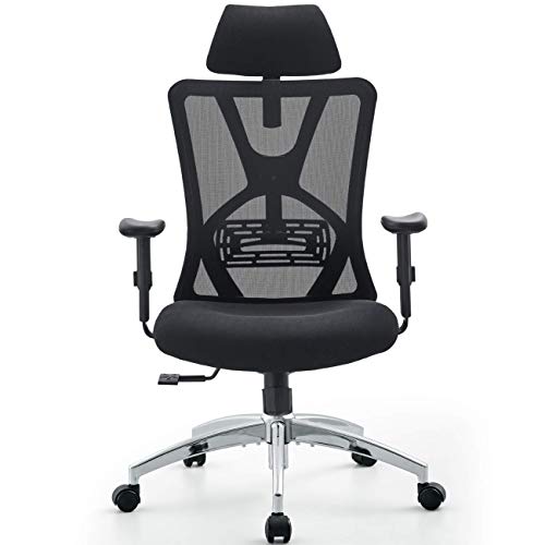 Ticova Ergonomic Office Chair – High Back Desk Chair with Adjustable Lumbar Support & Thick Seat Cushion – 140°Reclining & Rocking Mesh Computer Chair with Adjustable Headrest,