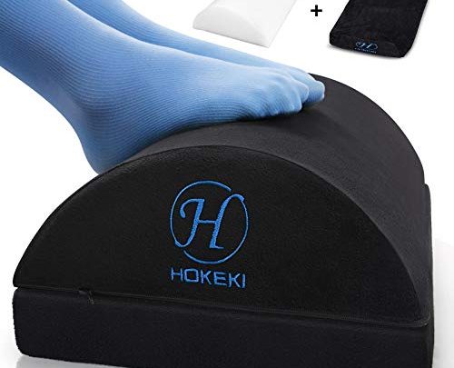 HOKEKI Upgraded Foot Rest Under Desk with Adjustable Height, Soft Yet Firm Foam Velvet Footrest Cushion, Foot Stool Rocker Pillow for Home,