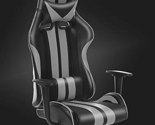 Ferghana Gaming Chair,Massage Computer Chair,Video Game Chairs,Racing Chair for Gaming with Backrest and Seat Height Adjustable for Adults Teens Gifts(Flash Gray)