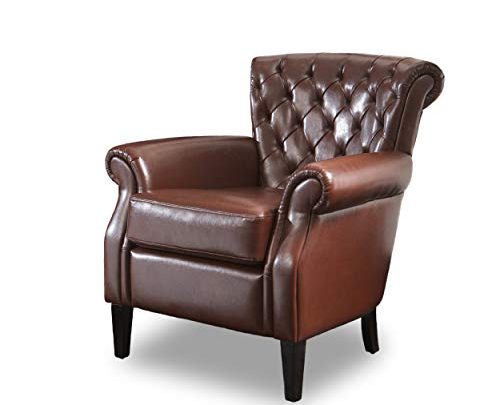 Christopher Knight Home Franklin Tufted Bonded Leather Club Chair, Brown