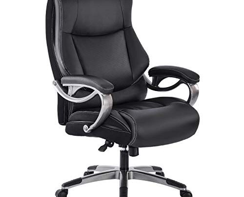 PEROINE Big & Tall Office Chair – High Back Bonded Leather Ergonomic Executive Computer Desk Swivel Chair with Tilt Function, Thick Padding and Ergonomic Design for Lumbar Support
