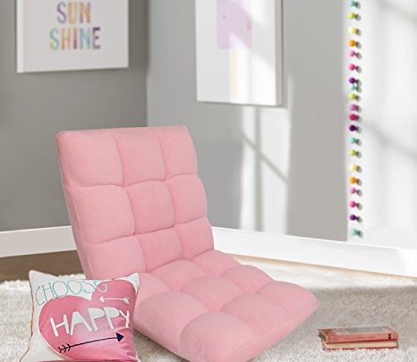 Chic Home Daphene Lounge Adjustable Recliner Rocker Memory Foam Armless Floor Gaming Ergonomic Chair, Pink