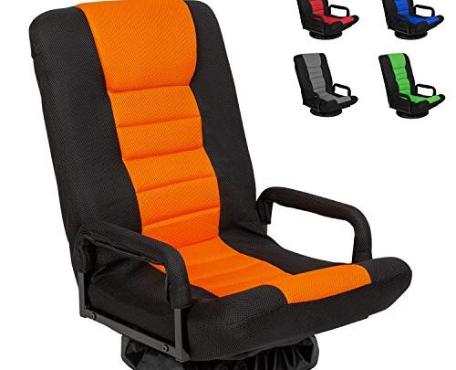 Swivel Gaming Floor Chair with Arms Back Support Adjustable Floor Sofa for Adults Teens Lazy Sofa Lounger Video Game Chair, Orange