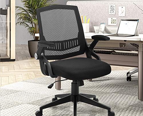 SAMOFU Office Chair, Ergonomic Desk Chair with Flip-up Armrest, Height Adjustable Task Chair 360° Rotation, Mesh Computer Chair for Home Office,
