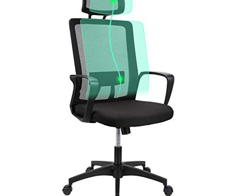 Komene Mesh Ergonomic Office Chair, High Back Desk Chair Swivel Computer Chair with Lumber Support Adjustable Height and Soft Foam Seat Cushion Task Chair,