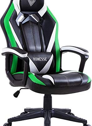 Green Gaming Chair, Gaming Desk Chair for Teens, Carbon Fiber Computer Chair with Massage, High Back Home Office Desk Chairs, Big and Tall Gamer Chair,