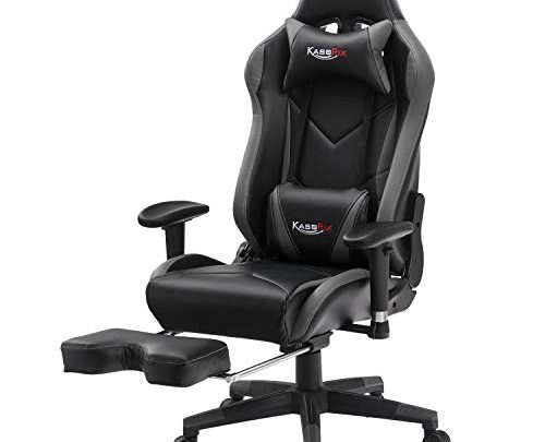KASORIX Gaming Chair with Footrest Home Office High Back Ergonomic Computer Chair Racing Style Gamer Chair Reclining Desk Chair (Grey)