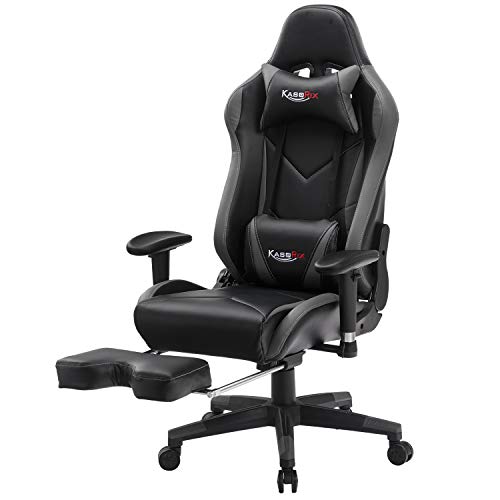 KASORIX Gaming Chair with Footrest Home Office High Back Ergonomic Computer Chair Racing Style Gamer Chair Reclining Desk Chair (Grey)