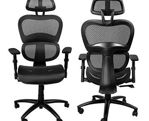 Komene Ergonomic Office Chair Lumbar Support – Reclining Breathable High Back Executive Mesh Chairs with Adjustable 3D Armrest and Headrest Backrest,