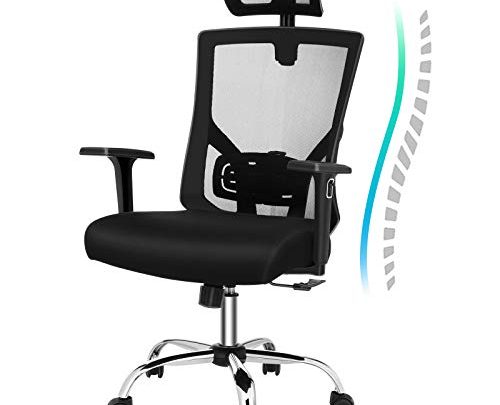 VANSPACE High Back Mesh Chair, Ergonomic Office Chair, Executive Swivel Computer Chair Desk Chair with Lumbar Support, Adjustable Headrest, Armrest and Thick Seat Cushion 330lbs