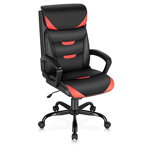 ELABEST Office Chair – Executive Computer Desk Chair with Bonded Leather, Thick Foam Cushion, Lumbar Support, Padded Armrest, Swivel Ergonomic Task Managerial Chair for Office,