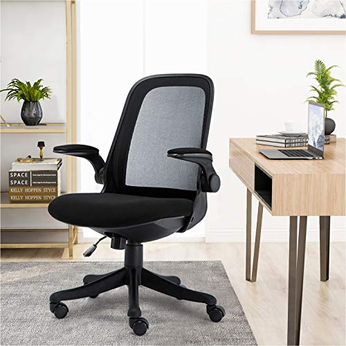 Mid-Back Ergonomic Home Office Chair,Komene Adjustable Mesh Computer Chair Thickened Seat Desk Chair with Lumbar Support and Flip-up Armrest Task Chair,