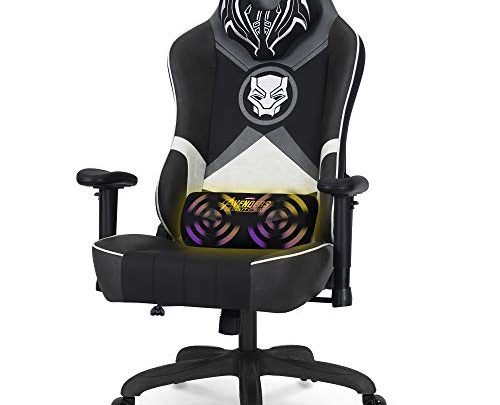 Marvel Avengers Massage Gaming Chair Desk Office Computer Racing Chairs – Adults Gamer Ergonomic Game Reclining High Back Support Racer Leather (Black Panther,