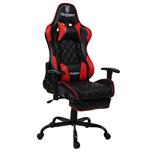 HEALGEN Gaming Chair Ergonomic Video Game Chair with Footrest Soft Headrest and Lumbar Pillow Gaming Chair Backrest and Seat Height Adjustable Swivel Video Game Chair Adjustable armrest Gaming Chair