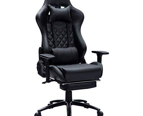 Blue Whale Massage Gaming Chair with Footrest and Metal Base,Thickened Seat Cushion,Adjustable Aluminum Alloy Armrest,High Back PC Racing Office Computer Desk Ergonomic Swivel Task Chair