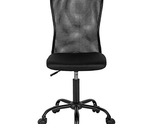 Home Office Chair Mid Back Mesh Desk Chair Armless Computer Chair Ergonomic Task Rolling Swivel Chair Back Support Adjustable Modern Chair with Lumbar Support,Black