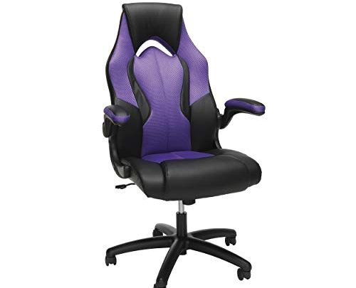 OFM ESS Collection High-Back Racing Style Bonded Leather Gaming Chair, in Purple (ESS-3086-PUR)