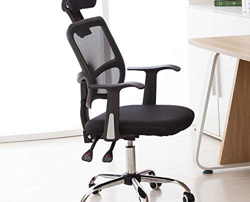 Ergonomic Office Chair,Home Office Desk Chairs with Wheels and Arms Mesh Computer Chair,360° Rolling Swivel Adjustable Mid Back Task Chair for Women Adults (Black-2)