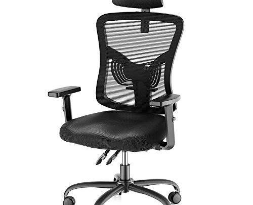 NOBLEWELL Ergonomic Office Chair High Back Mesh Computer Chair with Lumbar Support Adjustable Armrest, Backrest and Headrest,BIFMA Certified