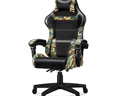 Video Game Chairs Camouflage Racing Office Gaming Chair High Back Tall Ergonomic Armrest Comfortable PU Leather with Headrest and Lumbar Support Adjustable Swivel for Adults/Teens/Kids,