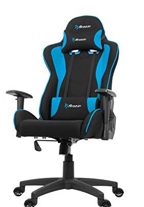 Arozzi Forte Racing Style Fabric Gaming Chair with High Backrest, Recliner, Swivel, Tilt, Rocker & Seat Height Adjustment, Lumbar & Headrest Pillows Included – Blue (FORTE-FB-BLUE)