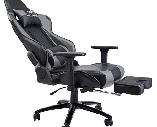 KILLABEE Big and Tall 350lb Massage Gaming Chair Metal Base – Adjustable Massage Lumbar Cushion, Retractable Footrest High Back Ergonomic Leather Racing Computer Desk Executive Office Chair