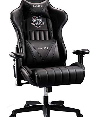 AutoFull Gaming Chair Racing Style Ergonomic High Back Computer Chair with Height Adjustment, Headrest and Lumbar Support E-Sports Swivel Chair，Black