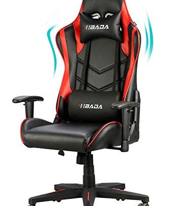 Hbada Gaming Chair Racing Style Ergonomic High Back Computer Chair with Height Adjustment, Headrest and Lumbar Support E-Sports Swivel Chair, Red(1-Year Warranty)