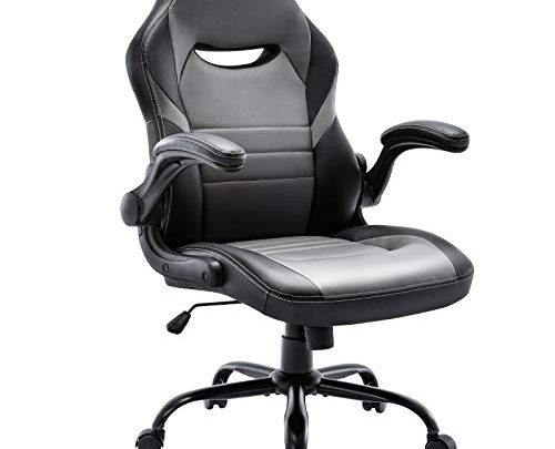 STARSPACE Flip-Up Arms Office Gaming Chair, Ergonomic Swivel Computer Racing Game Chair Adjustable Desk Task Chair (Grey)
