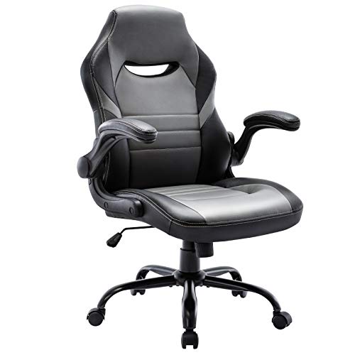STARSPACE Flip-Up Arms Office Gaming Chair, Ergonomic Swivel Computer Racing Game Chair Adjustable Desk Task Chair (Grey)