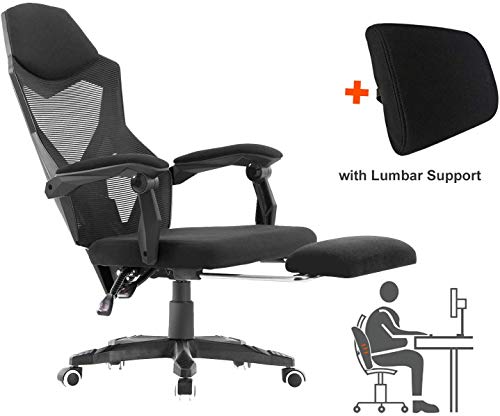 HOMEFUN Ergonomic Office Chair, High Back Executive Desk Chair with Footrest Adjustable Comfortable Task Chair with Armrests and Lumbar Support Black
