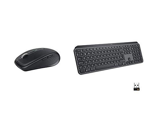 Logitech MX Anywhere 3 Compact Performance Mouse, Wireless with Logitech MX Keys Advanced Wireless