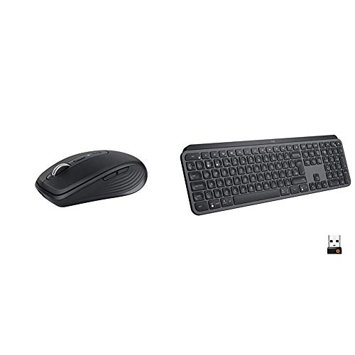 Logitech MX Anywhere 3 Compact Performance Mouse, Wireless with Logitech MX Keys Advanced Wireless