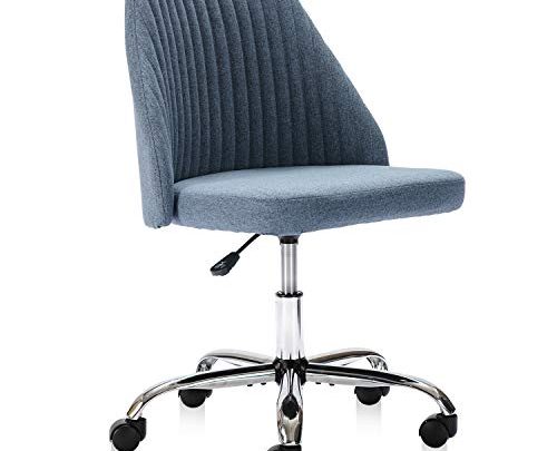 Home Office Chair, Modern Twill Fabric Chair Adjustable Desk Chair Mid-Back Task Chair Ergonomic Executive Chair-Blue