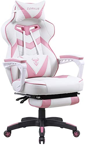Pink Gaming Chair, PC Gaming Chair for Girls, Reclining Computer Chair with Footrest, Ergonomic Gaming Computer Chair with Massage, Gaming Desk Chair for Women,