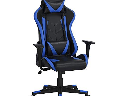 YAHEETECH Functional Video Game Chairs Managerial Executive Chair Computer Gaming Chair with Lumbar Support Swivel Task Chair Black/Blue