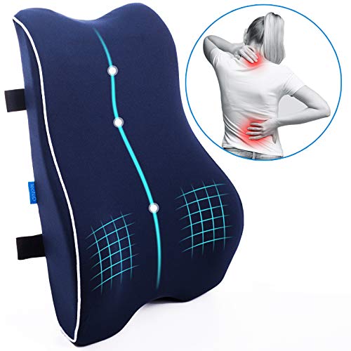 Lumbar Support Back Pillow for Office Chair Car Ergonomic Memory Foam Back Cushion for Back Pain Relief Orthopedic Backrest for Computer/Gaming Chair,