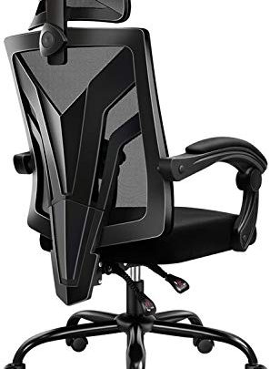Office Chair, Cadcah Ergonomic Home Office Desk Chair Mesh Office Chair with Adjustable Headrest Swivel Computer Chair Lumbar Support High Back Chair for Adults Men Women