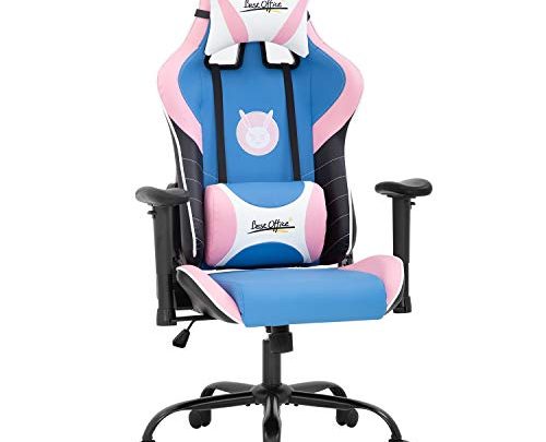 PC Gaming Chair Racing Office Chair E-Sports Computer Chair with Lumbar Support Adjustable Headrest 2D Armrest Rolling Swivel Game Chair Task Ergonomic PU Leather Desk Chair