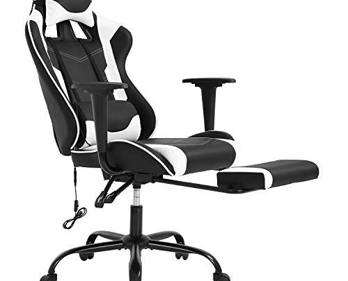 OffiClever Ergonomic Mat for Hardwood Floor Back Support Massage Computer Chair, Black+White