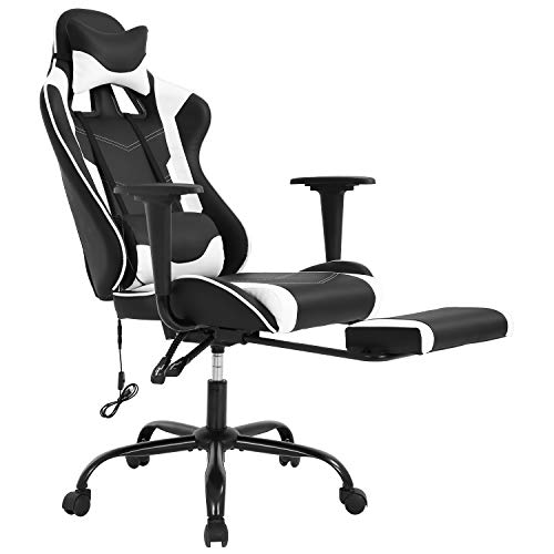 OffiClever Ergonomic Mat for Hardwood Floor Back Support Massage Computer Chair, Black+White