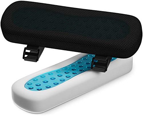 Everlasting Comfort Office Chair Arm Rest Pads – 100 Percent Pure Memory Foam – Cooling Gel Top – Dual Sided Fasteners – Contoured Design (Set of 2)