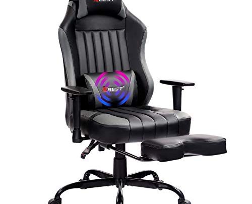 KBEST Massage Gaming Chair – High Back Racing PC Computer Desk Office Chair Swivel Ergonomic Executive Leather Chair with Adjustable Back Angle,