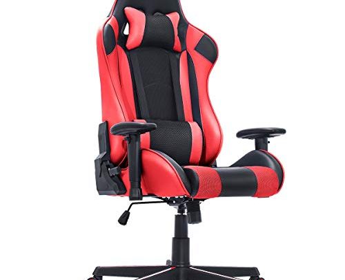 HEAO Gaming Chair 400 lbs, Big and Tall Wide Office Chair, PU Leather Executive E-Sports Chair Ergonomic Racing Style PC Chair with Headrest and Lumbar Support Black and Red